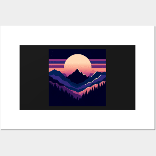 Twilight Serenity: Peaks under the Pastel Sky Posters and Art